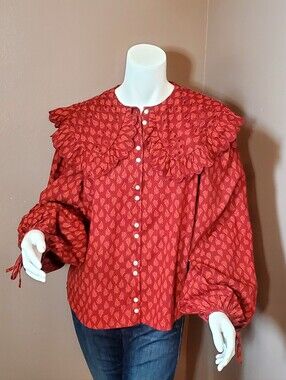 NWT Universal Thread Rust Red Bib Collar Shirt S